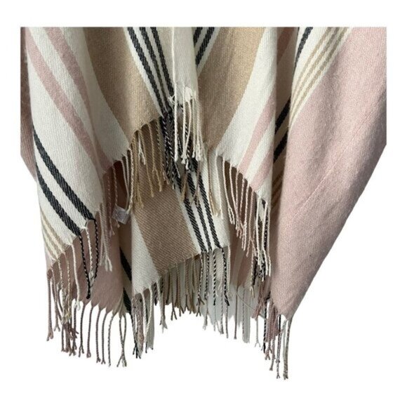 Loft Pink Cream Fringe Open Front Poncho - Picture 5 of 7
